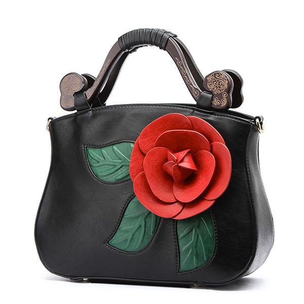 Bolso Bandolera Decorativo Rosa De Cuero Pu De Moda Vintage Para Mujer