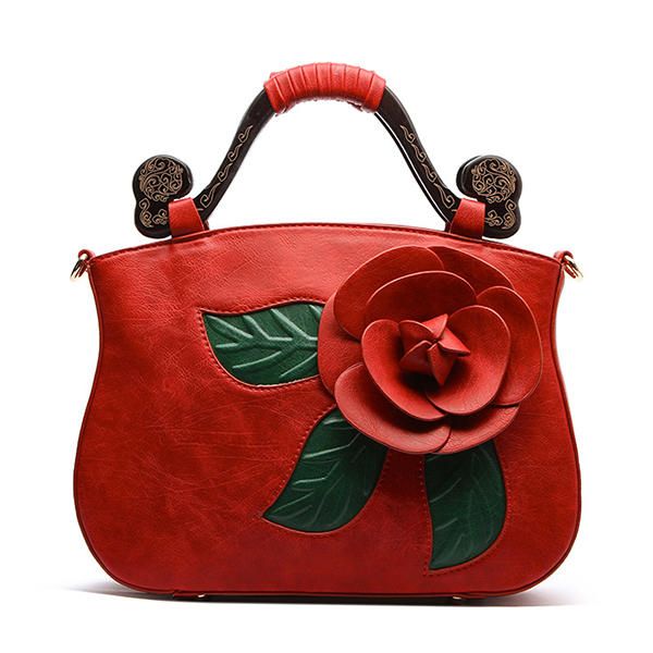 Bolso Bandolera Decorativo Rosa De Cuero Pu De Moda Vintage Para Mujer