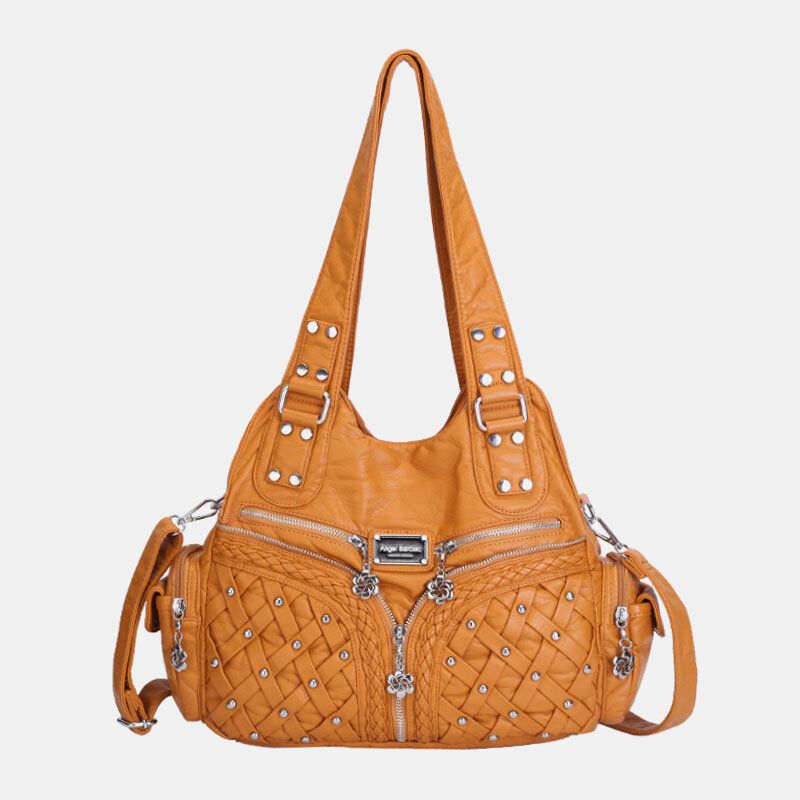 Bolso Bandolera Tejido Impermeable Multibolsillos Para Mujer Bolso Bandolera Bolso De Mano