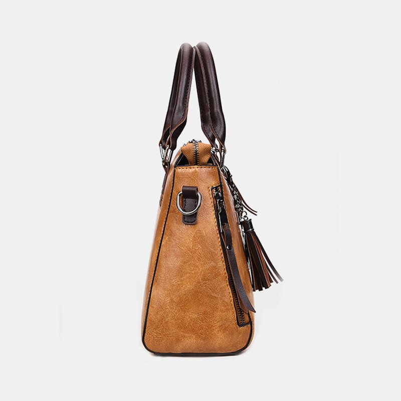 Bolso Bandolera Vintage Sólido Con Borlas Para Mujer