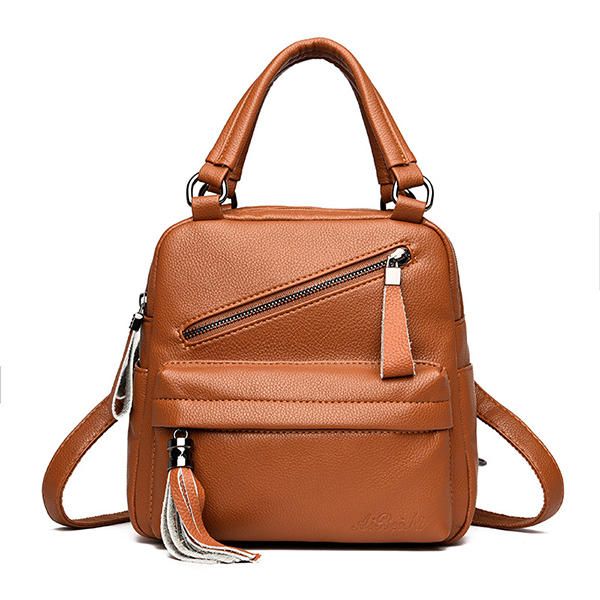 Bolso Casual Para Mujer Bolso Bandolera De Piel Sintética Suave Y Sólida