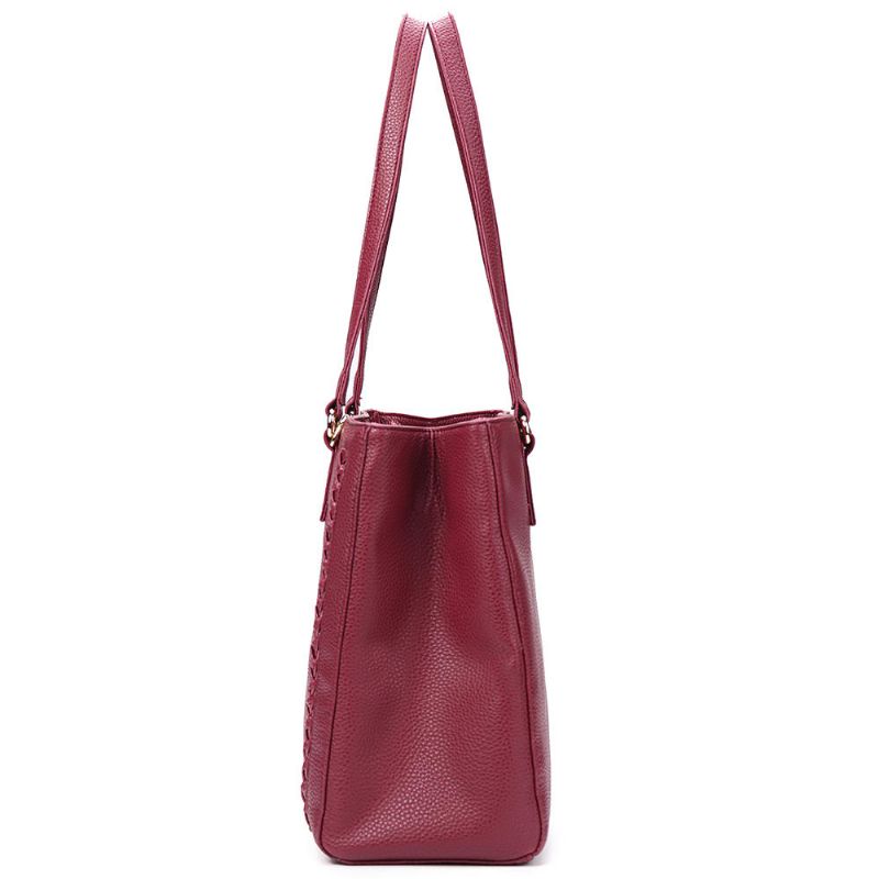 Bolso Casual De Tejido Multibolsillos Para Mujer Bolso Bandolera De Compras Sólido