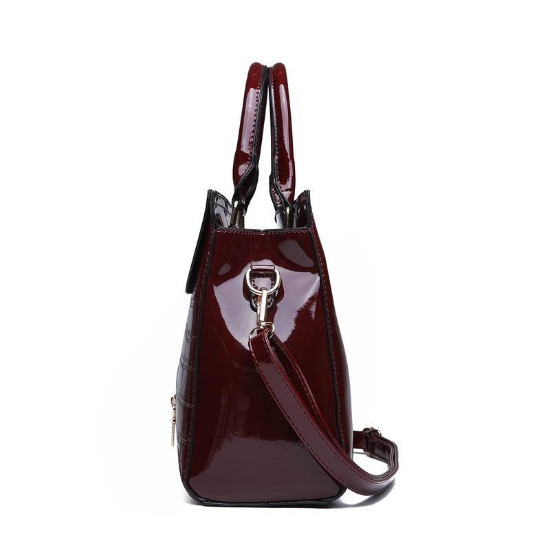 Bolso De Charol Portátil De Moda Para Mujer Bolso Bandolera De Hombro Con Patrón De Cocodrilo Bolso Bandolera