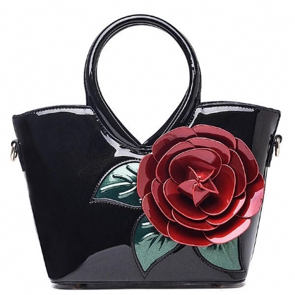 Bolso Coloful Flor De Charol Con Perlas Para Mujer