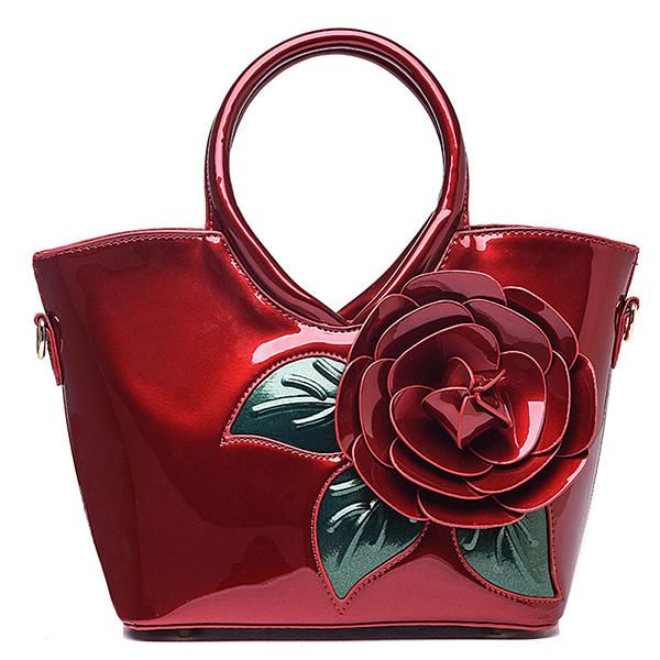 Bolso Coloful Flor De Charol Con Perlas Para Mujer