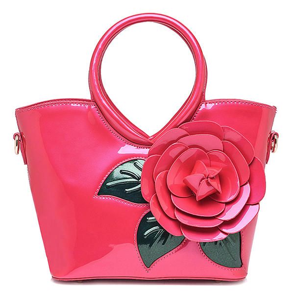 Bolso Coloful Flor De Charol Con Perlas Para Mujer