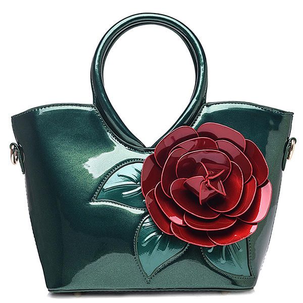 Bolso Coloful Flor De Charol Con Perlas Para Mujer