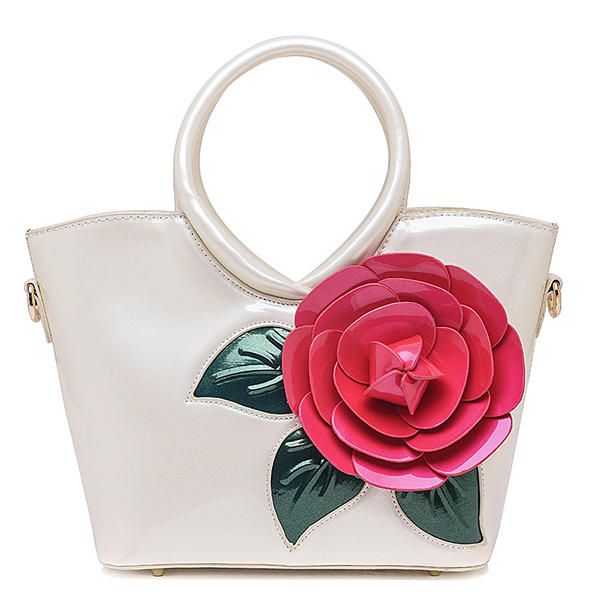 Bolso Coloful Flor De Charol Con Perlas Para Mujer