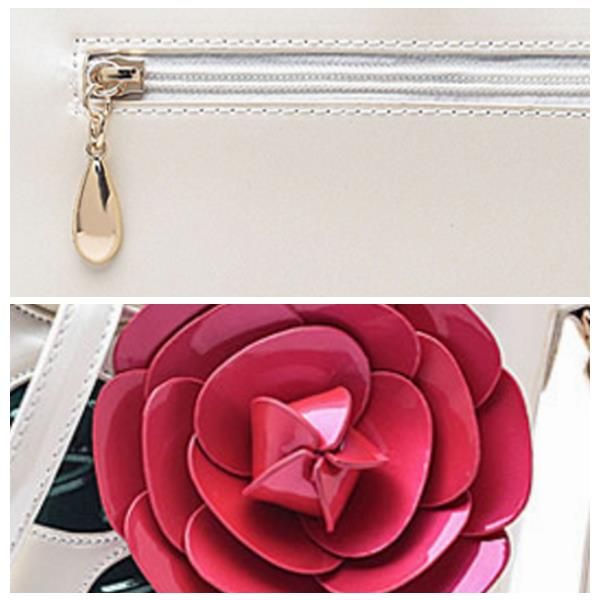 Bolso Coloful Flor De Charol Con Perlas Para Mujer