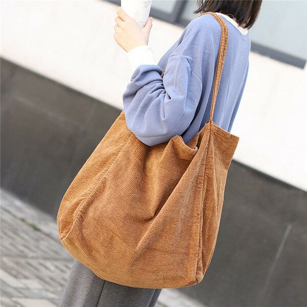 Bolso De Compras De Gran Capacidad Vintage De Pana Para Mujer Bolso De Hombro Bolso De Mano