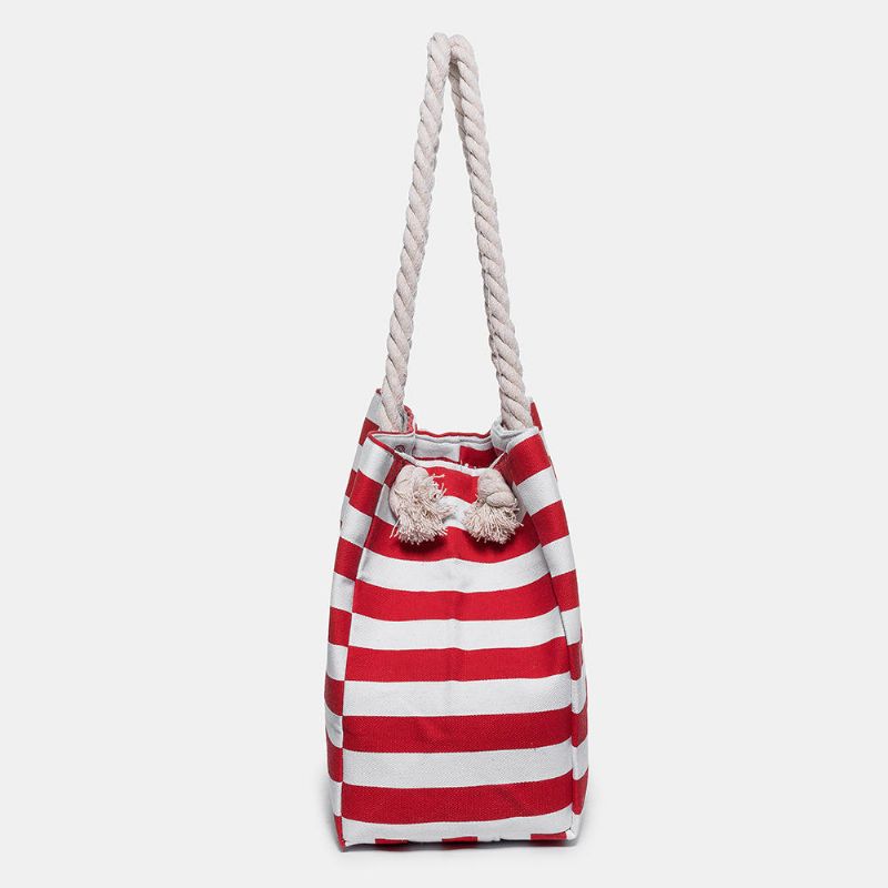 Bolso De Compras Bolso De Mano Para Mujer Bolso De Viaje De Almacenamiento Bolso De Hombro Rayas Bolsos De Compras De Lona