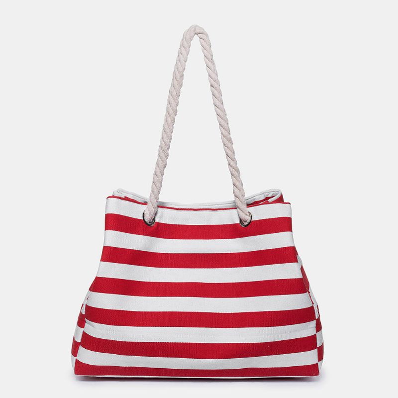 Bolso De Compras Bolso De Mano Para Mujer Bolso De Viaje De Almacenamiento Bolso De Hombro Rayas Bolsos De Compras De Lona