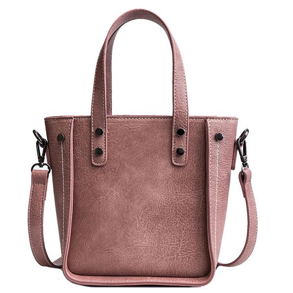 Bolso De Cubo De Piel Sintética Para Mujer Bolso De Ocio Sólido