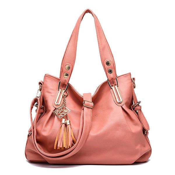 Bolso De Cuero Suave Con Borlas De Piel Sintética Para Mujer