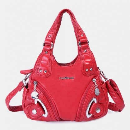 Bolso De Cuero Suave Para Mujer Bolso Bandolera Sólido