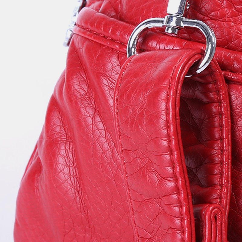 Bolso De Cuero Suave Para Mujer Bolso Bandolera Sólido