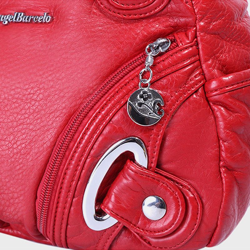 Bolso De Cuero Suave Para Mujer Bolso Bandolera Sólido