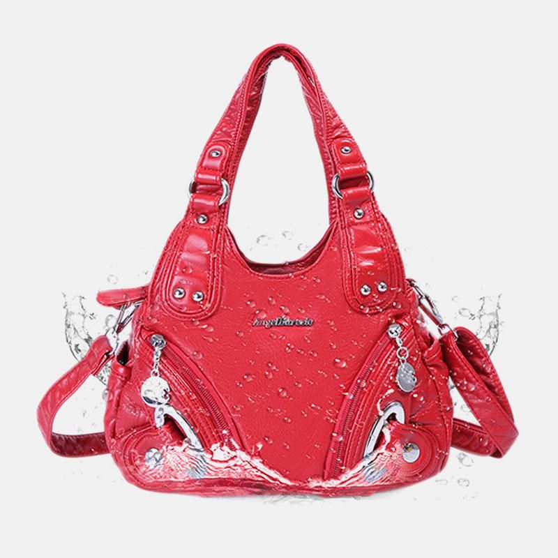 Bolso De Cuero Suave Para Mujer Bolso Bandolera Sólido