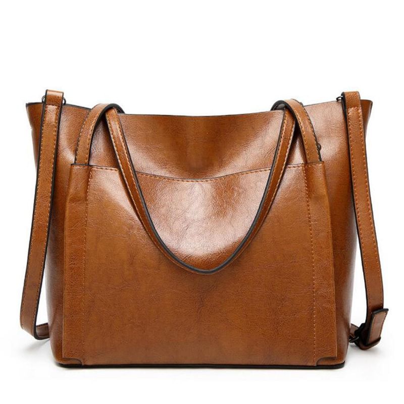 Bolso Grande De Cuero Con Cera De Aceite Para Mujer Bolso De Viaje Para Niña Bolso De Hombreajero