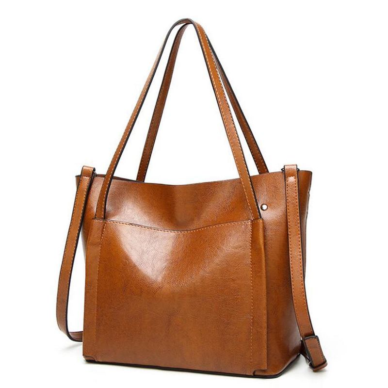 Bolso Grande De Cuero Con Cera De Aceite Para Mujer Bolso De Viaje Para Niña Bolso De Hombreajero