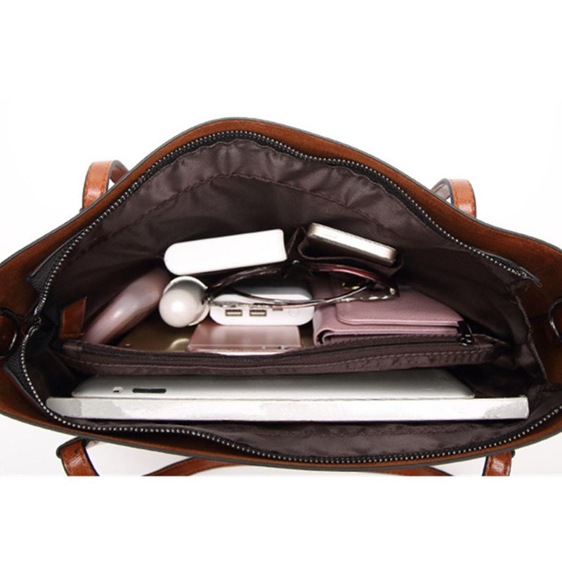 Bolso Grande De Cuero Con Cera De Aceite Para Mujer Bolso De Viaje Para Niña Bolso De Hombreajero