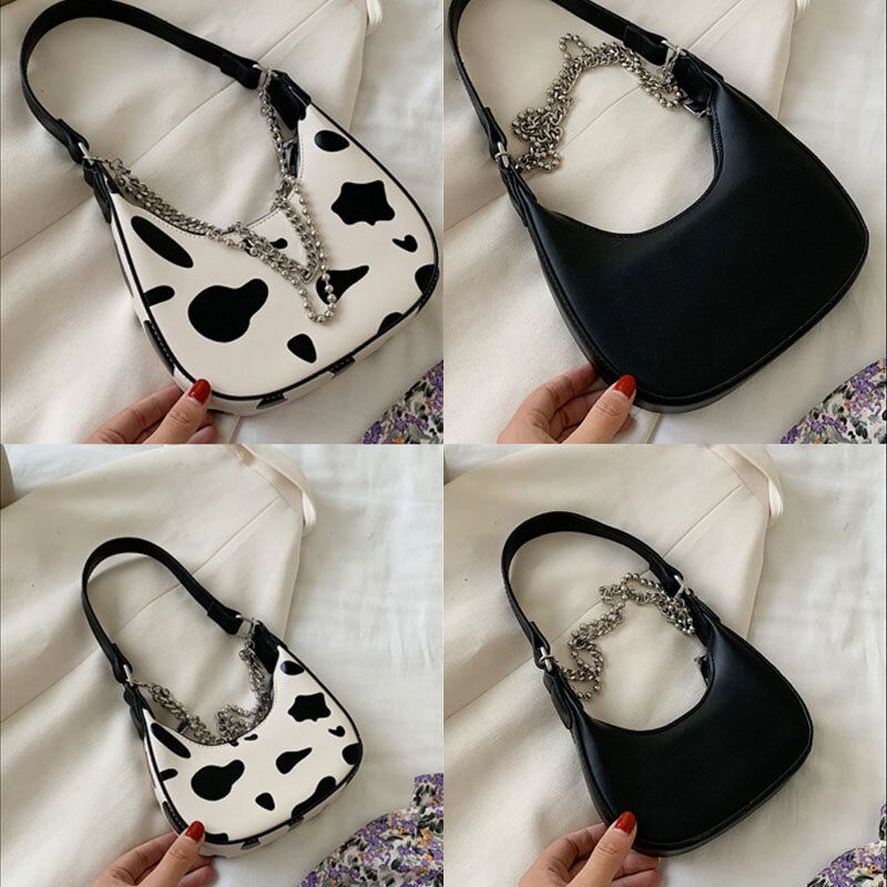 Bolso De Hombro De Cadena Con Estilo Informal Con Patrón De Vaca Para Mujer