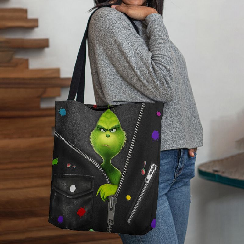 Bolso De Hombro Con Diseño De Monstruo Verde De Dibujos Animados Lindo De Fieltro Para Mujer