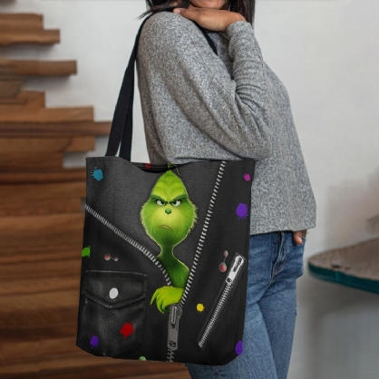 Bolso De Hombro Con Diseño De Monstruo Verde De Dibujos Animados Lindo De Fieltro Para Mujer