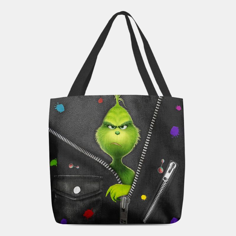 Bolso De Hombro Con Diseño De Monstruo Verde De Dibujos Animados Lindo De Fieltro Para Mujer