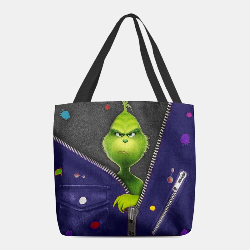 Bolso De Hombro Con Diseño De Monstruo Verde De Dibujos Animados Lindo De Fieltro Para Mujer