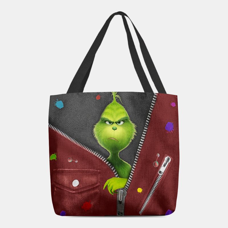 Bolso De Hombro Con Diseño De Monstruo Verde De Dibujos Animados Lindo De Fieltro Para Mujer