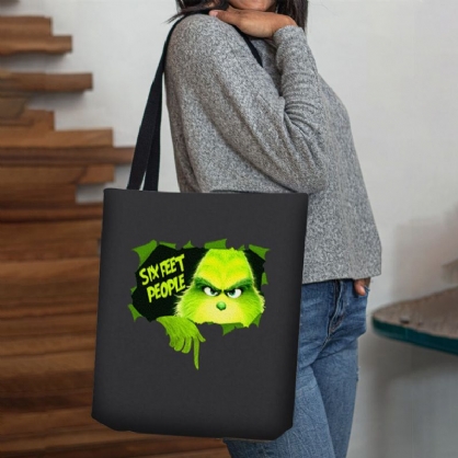 Bolso De Hombro Con Diseño De Monstruo Verde De Dibujos Animados Lindo De Fieltro Para Mujer