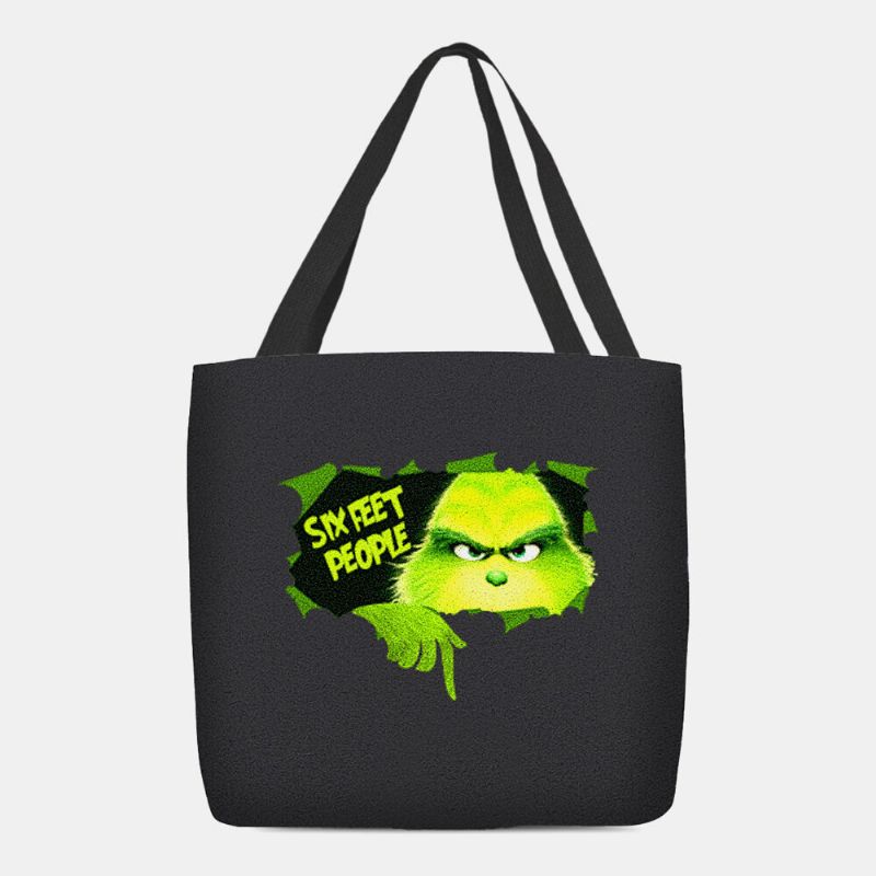 Bolso De Hombro Con Diseño De Monstruo Verde De Dibujos Animados Lindo De Fieltro Para Mujer