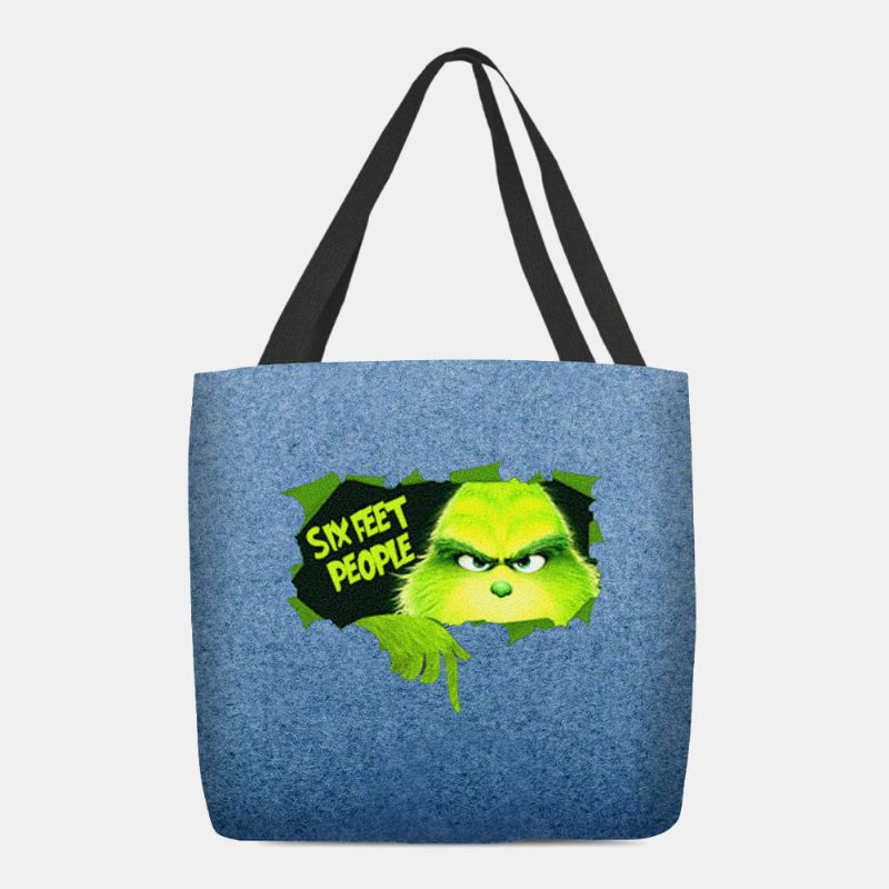 Bolso De Hombro Con Diseño De Monstruo Verde De Dibujos Animados Lindo De Fieltro Para Mujer