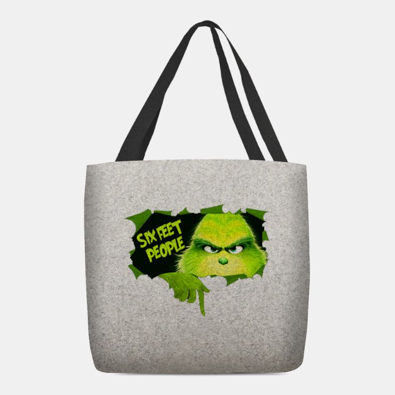 Bolso De Hombro Con Diseño De Monstruo Verde De Dibujos Animados Lindo De Fieltro Para Mujer