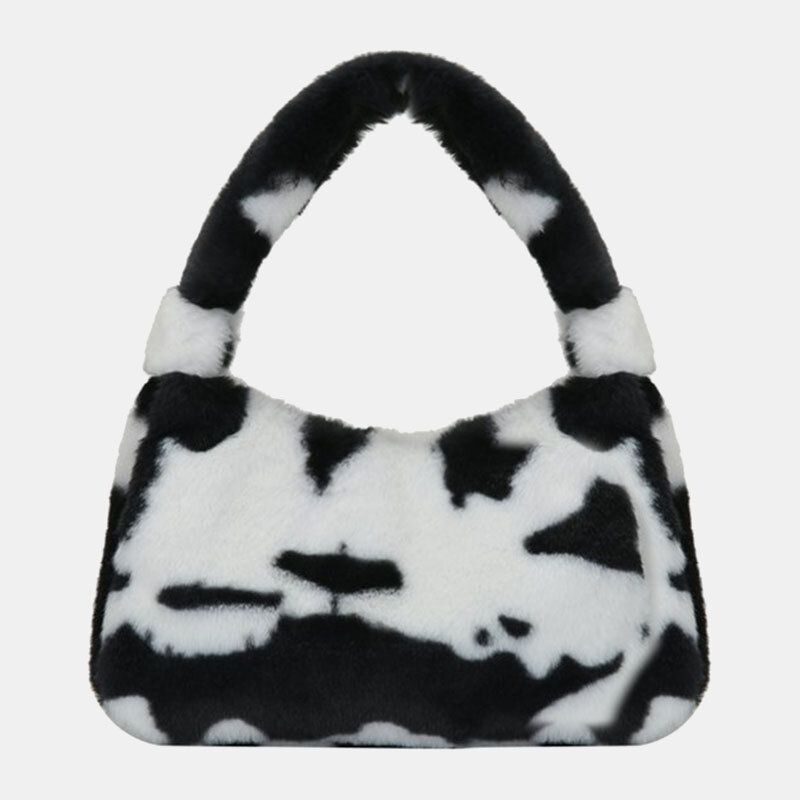 Bolso De Hombro Con Diseño De Rayas En Las Axilas Y Mini Todo Fósforo De Fieltro Suave Para Mujer