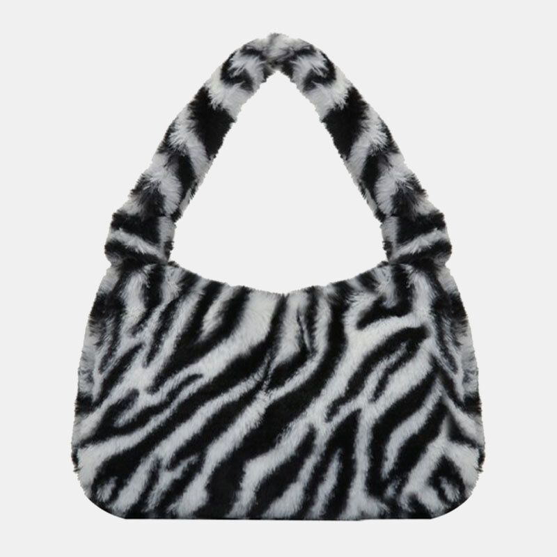 Bolso De Hombro Con Diseño De Rayas En Las Axilas Y Mini Todo Fósforo De Fieltro Suave Para Mujer