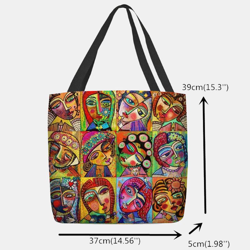 Bolso De Hombro Con Estampado De Figura De Dibujos Animados Multicolor De Fieltro Para Mujer