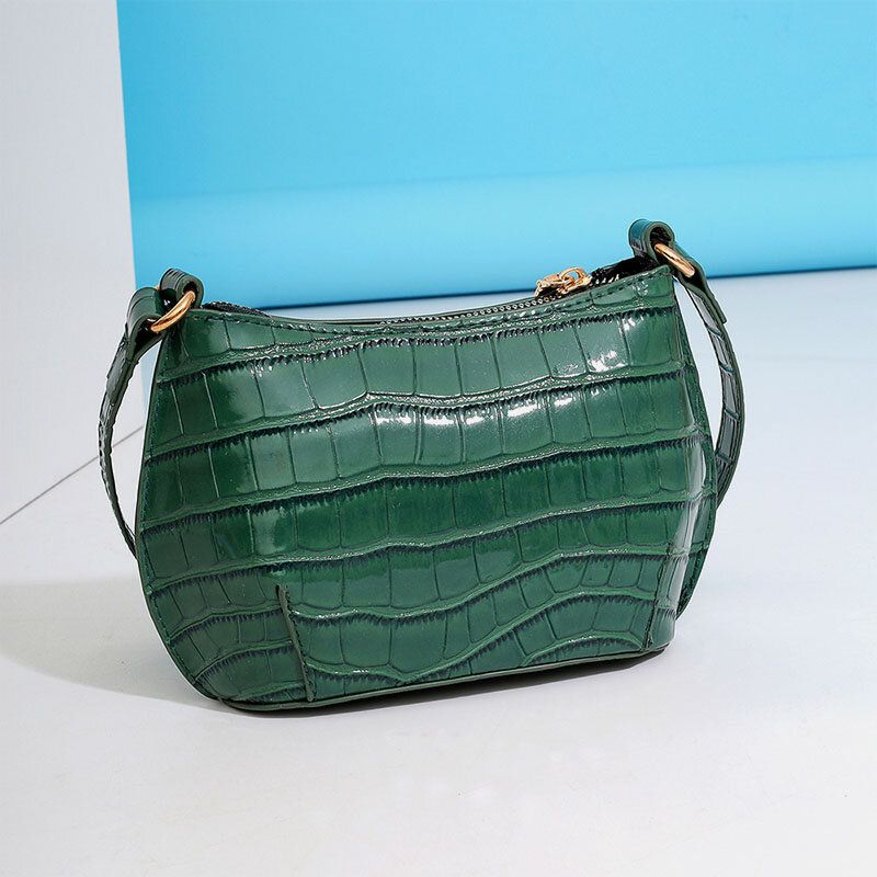 Bolso De Hombro Con Patrón De Cocodrilo De Color Sólido De Cuero Pu Para Mujer Bolsos Bolso Cuadrado Pequeño