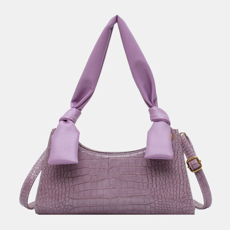 Bolso De Hombro Con Patrón De Cocodrilo Sólido Para Mujer