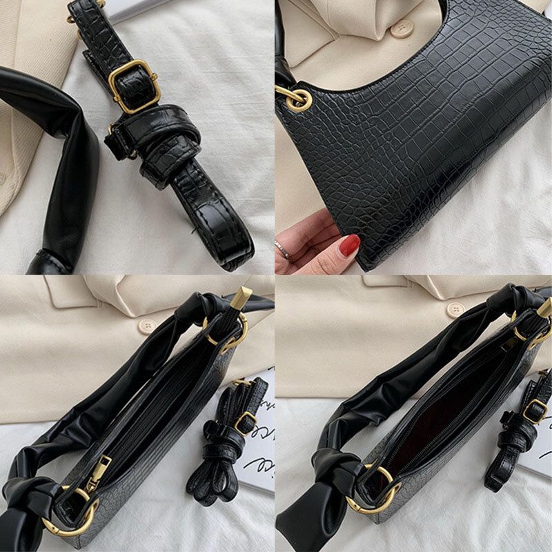 Bolso De Hombro Con Patrón De Cocodrilo Sólido Para Mujer