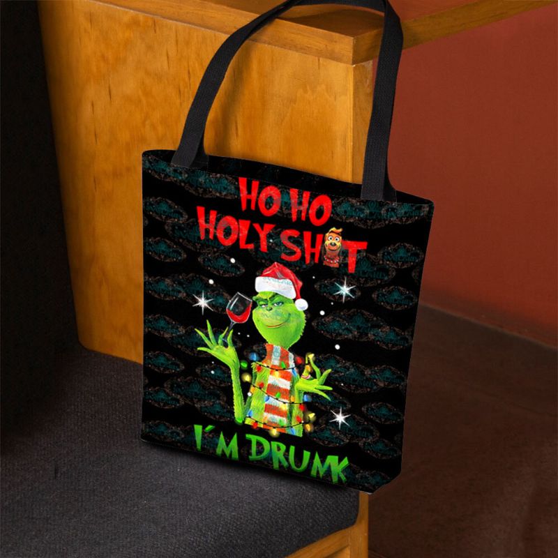 Bolso De Hombro Con Patrón De Monstruo De Pelo Verde Navideño Festivo De Fieltro Para Mujer