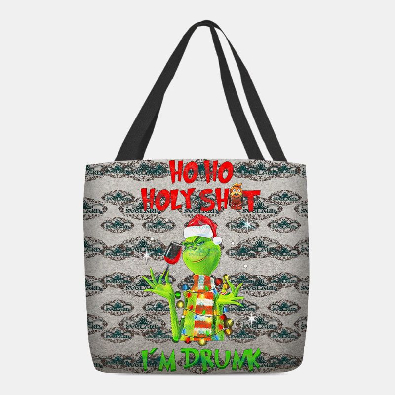 Bolso De Hombro Con Patrón De Monstruo De Pelo Verde Navideño Festivo De Fieltro Para Mujer