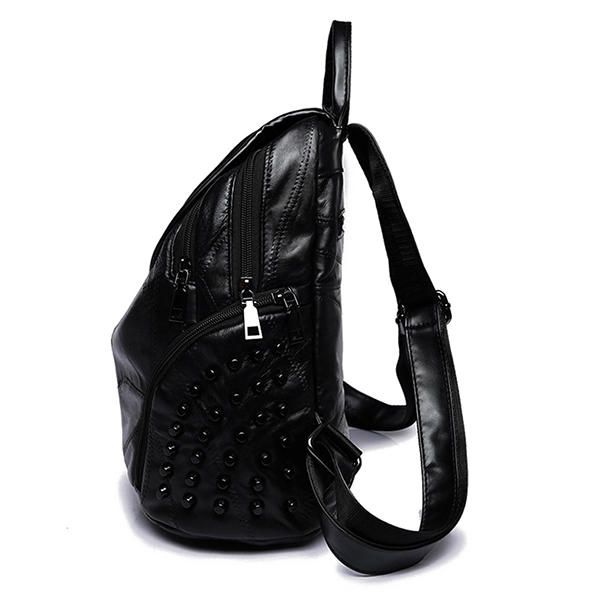 Bolso De Hombro Con Remache De Cuero Genuino Para Mujer