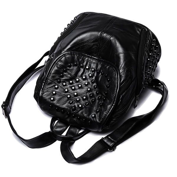 Bolso De Hombro Con Remache De Cuero Genuino Para Mujer