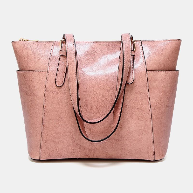 Bolso De Hombro De Cuero De Cera De Gran Capacidad Retro Informal Retro De Piel Sintética Para Mujer