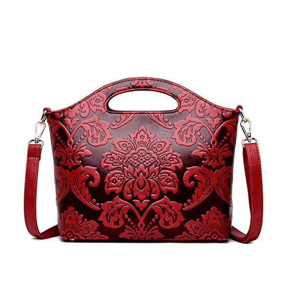 Bolso De Hombro De Estilo Étnico En Relieve Vintage Para Mujer Bolso De Hombro Retro De Gran Capacidad