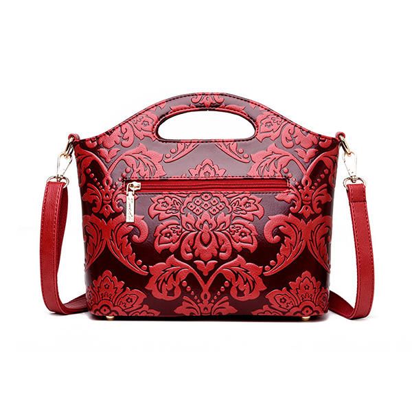 Bolso De Hombro De Estilo Étnico En Relieve Vintage Para Mujer Bolso De Hombro Retro De Gran Capacidad