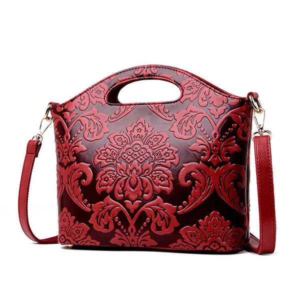 Bolso De Hombro De Estilo Étnico En Relieve Vintage Para Mujer Bolso De Hombro Retro De Gran Capacidad