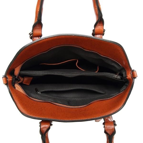 Bolso De Hombro Funcional Elegante Vintage De Cuero Pu De Alta Calidad Para Mujer